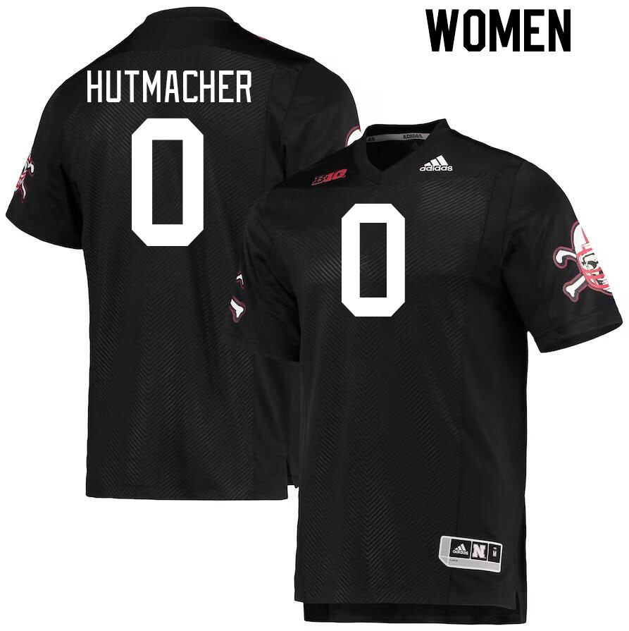 Women #0 Nash Hutmacher Nebraska Cornhuskers College Football Jerseys Stitched Sale-Black